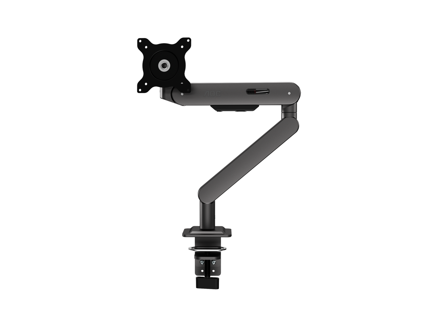 AOC AM406G (Grey) C-Clamp and Grommet Desk-Mount Single Monitor Arm - for monitors 17"-40" and weight 4 to 12kg with 1.5cm to 8cm desk surface thickness