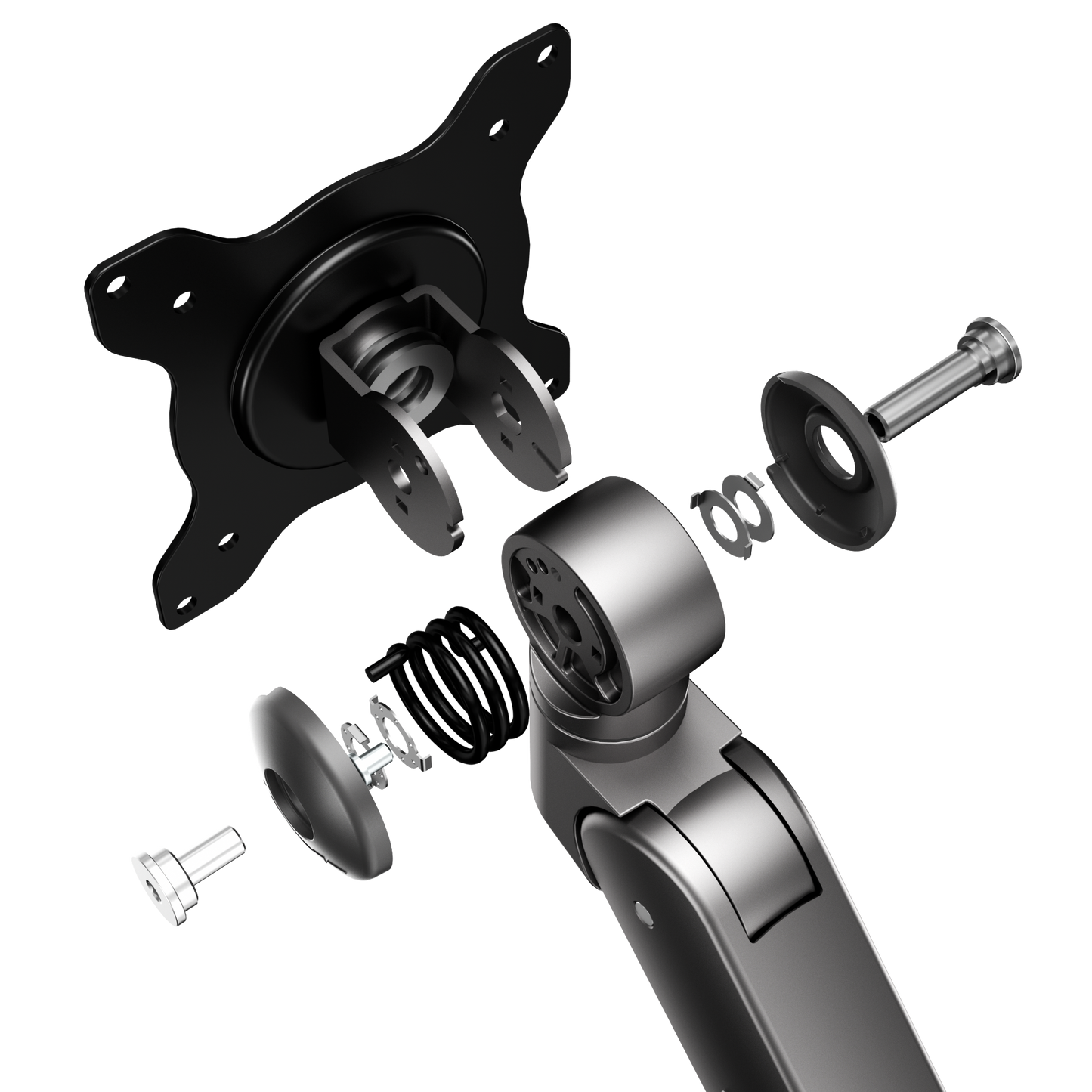 AOC AM406G (Grey) C-Clamp and Grommet Desk-Mount Single Monitor Arm - for monitors 17"-40" and weight 4 to 12kg with 1.5cm to 8cm desk surface thickness