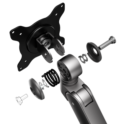 AOC AM406G (Grey) C-Clamp and Grommet Desk-Mount Single Monitor Arm - for monitors 17"-40" and weight 4 to 12kg with 1.5cm to 8cm desk surface thickness