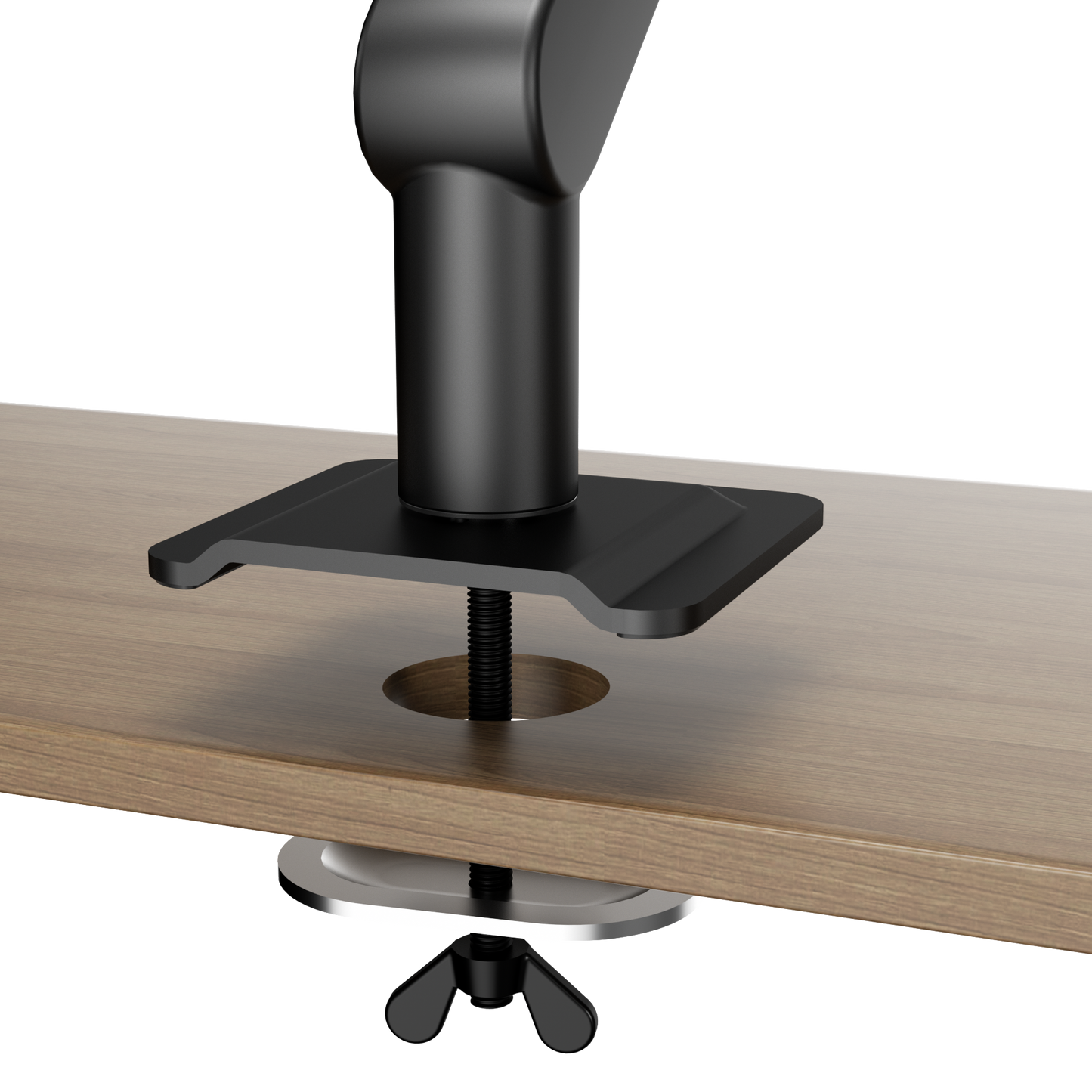 AOC AM406G (Grey) C-Clamp and Grommet Desk-Mount Single Monitor Arm - for monitors 17"-40" and weight 4 to 12kg with 1.5cm to 8cm desk surface thickness