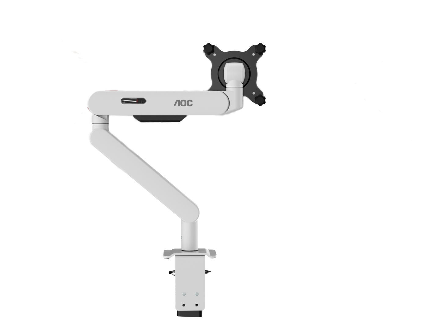 AOC AM406W (White) C-Clamp and Grommet Desk-Mount Single Monitor Arm - for monitors 17"-40" and weight 4 to 12kg with 1.5cm to 8cm desk surface thickness