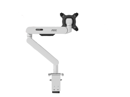 AOC AM406W (White) C-Clamp and Grommet Desk-Mount Single Monitor Arm - for monitors 17"-40" and weight 4 to 12kg with 1.5cm to 8cm desk surface thickness