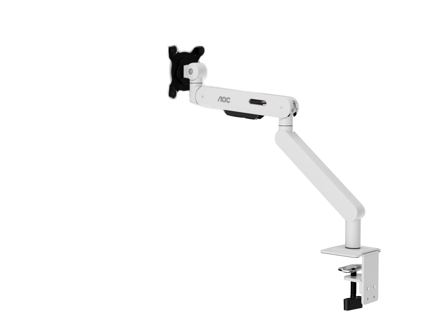 AOC AM406W (White) C-Clamp and Grommet Desk-Mount Single Monitor Arm - for monitors 17"-40" and weight 4 to 12kg with 1.5cm to 8cm desk surface thickness