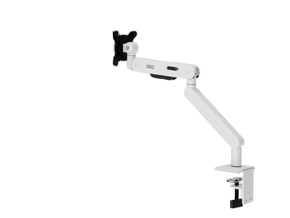 AOC AM406W (White) C-Clamp and Grommet Desk-Mount Single Monitor Arm - for monitors 17"-40" and weight 4 to 12kg with 1.5cm to 8cm desk surface thickness