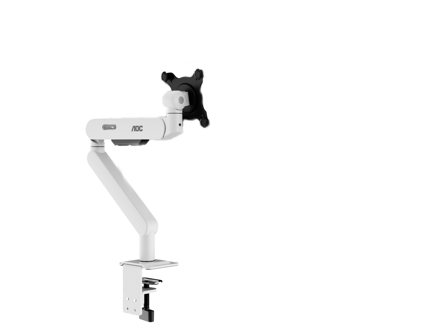 AOC AM406W (White) C-Clamp and Grommet Desk-Mount Single Monitor Arm - for monitors 17"-40" and weight 4 to 12kg with 1.5cm to 8cm desk surface thickness