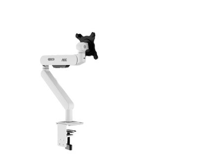 AOC AM406W (White) C-Clamp and Grommet Desk-Mount Single Monitor Arm - for monitors 17"-40" and weight 4 to 12kg with 1.5cm to 8cm desk surface thickness
