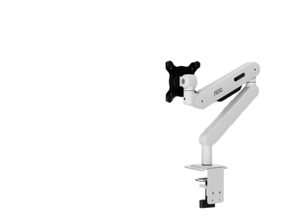 AOC AM406W (White) C-Clamp and Grommet Desk-Mount Single Monitor Arm - for monitors 17"-40" and weight 4 to 12kg with 1.5cm to 8cm desk surface thickness